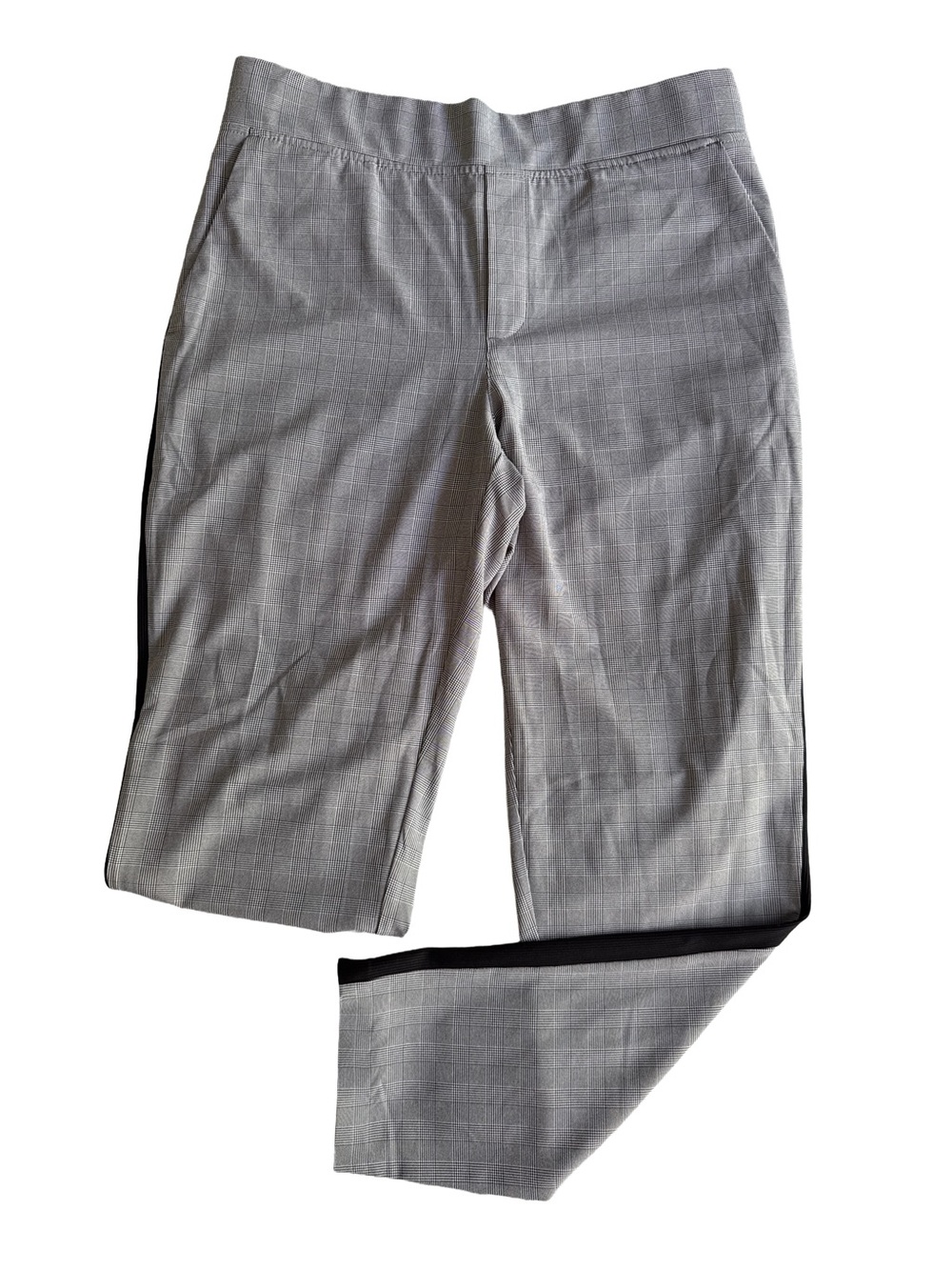 ATHLETA Brooklyn Plaid Ankle Pants Women’s 8 Gray Mid Rise Athleisure Preppy